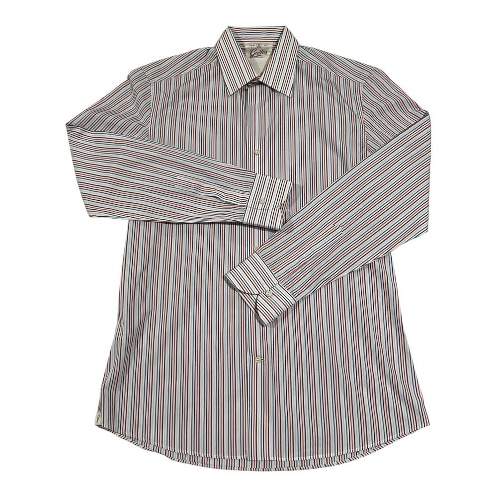 Gallia Men's Multicolor‎ Striped Dress Shirt Made In Italy Size 15 1/2 ECU